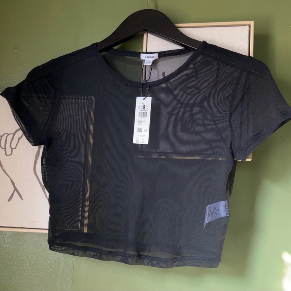 Black Mesh Crop Top